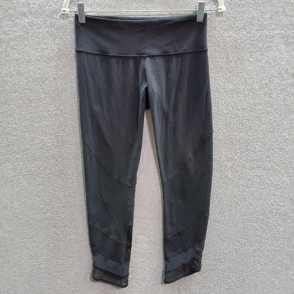 Lululemon Women Activewear Pants 6 Black Yoga Leggings Elastic Waist 23" Inseam - Picture 1 of 7